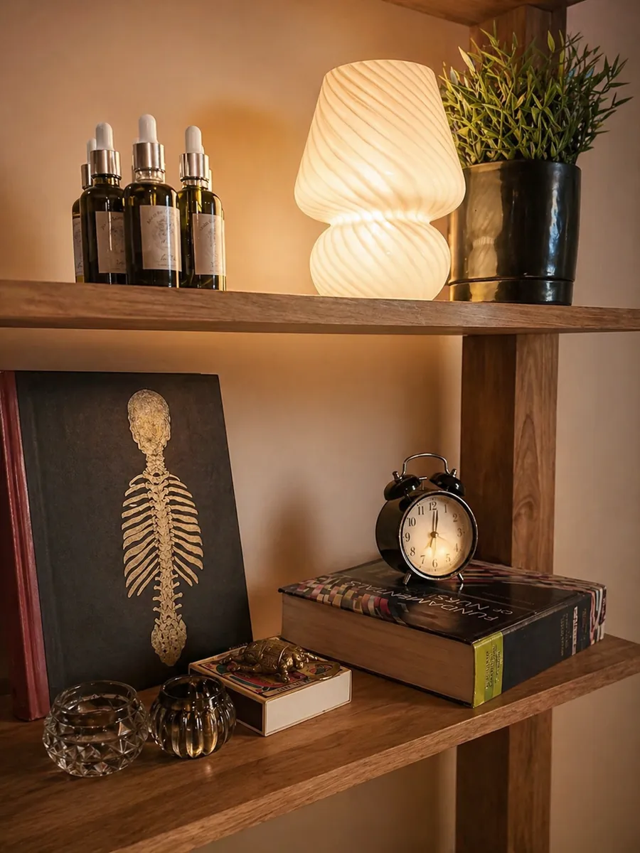 Warm shelf and spa ritual details